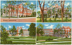 The use of many of these buildings has changed since this postcard was printed around the middle of the 20th century.