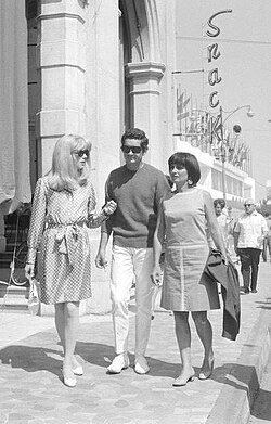 Catherine Deneuve, Jacques Demy and Varda (left-to-right) in Venice, 1966