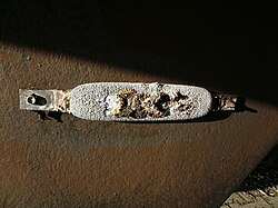 Sacrificial anode attached to the hull of a ship