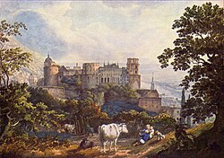 Romantic view of Heidelberg Castle ruins by Karl Philipp Fohr, 1815, Hessisches Landesmuseum Darmstadt