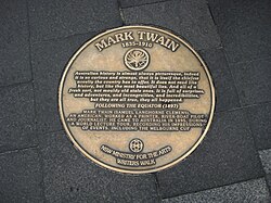 Plaque on Sydney Writers Walk commemorating the visit of Twain in 1895