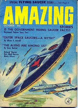 Cover of the pulp science fiction magazine Amazing Stories from October 1957
