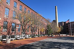Textile mills, such as the one depicted here in Lowell, made Massachusetts a leader in the Industrial Revolution.