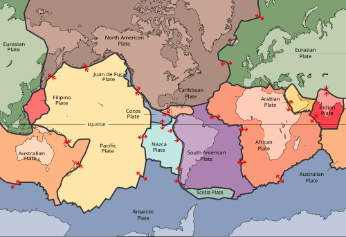 The major tectonic plates of the Earth[14]