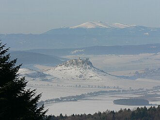 View of Spiš Castle in Slovakia, from the Branisko Pass