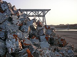 A pile of compacted steel scraps