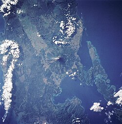 Mayon Volcano in satellite image taken on April 18, 1997.