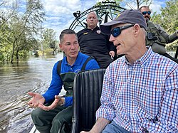 Scott and Sheriff Chad Chronister surveying damage in Hillsborough County after Hurricane Milton