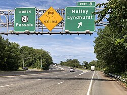 View north along Route 21 in Nutley