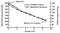 Available oxygen at Everest