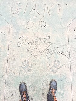 Taylor's signature, handprints, and footprints in the concrete in front of Grauman's Chinese Theatre in Los Angeles