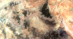 Grand Canyon, Arizona, Nevada, Lake Powell to Lake Mead, June 27, 2017, Sentinel-2 true-color satellite image. Scale 1:450,000.
