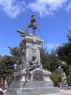 1920 memorial to Ferdinand Magellan in Punta Arenas, 2007