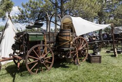 An authentic chuckwagon at the Frontier Town grounds in Cheyenne, Wyoming