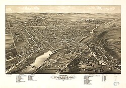 Bird's eye view of Waukesha, 1880