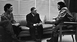 Encounter between Simone de Beauvoir, Jean-Paul Sartre and Che Guevara in Cuba, three radical icons of the 1960s