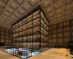 Bookshelves at the Beinecke Rare Book & Manuscript Library.