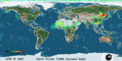 Animation showing the global movement of dust from an Asian dust storm.