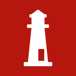 Longform.org's logo. The podcast version included a radio wave emanating from the lighthouse.