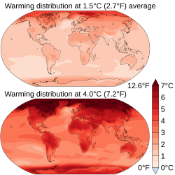 Projected surface temperature changes relative to 1850–1900, based on CMIP6 multi-model mean changes