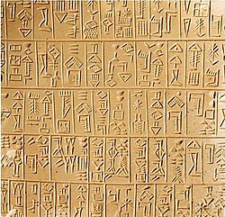 Sumerian inscription in monumental archaic style, c. 26th century BCE