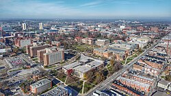Aerial view of the Ohio State University campus