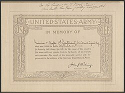 Death statement from when Cooper was presumed dead in 1918