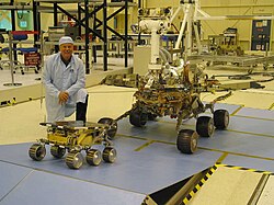 Mars Exploration Rover (rear) and Sojourner rover