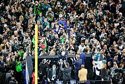 The Philadelphia Eagles are presented with the Vince Lombardi Trophy on February 4, 2018, after winning Super Bowl LII, in which they defeated the New England Patriots 41–33.