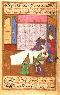 The death of Muhammad depicted in the Siyer-i Nebi