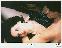 Isabella Rossellini and Kyle MacLachlan in a publicity still for Blue Velvet (1986).