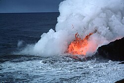 Limu o Pele forming during littoral eruption of Kilauea volcano, Hawaii