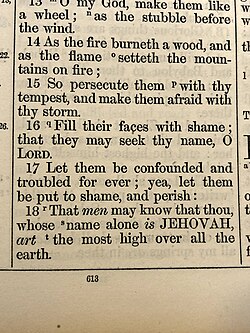 God’s name JEHOVAH in Psalms 83:18