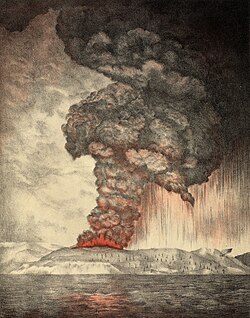 Lithograph of the eruption c. 1888