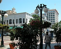 Street lights in the Gaslamp Quarter