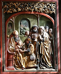 Scene from a German painted wood altarpiece