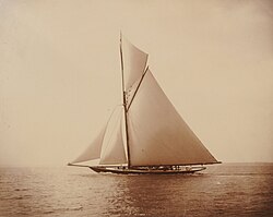 King George V's famed racing yacht HMY Britannia in the 1890s