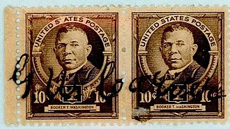 B.T. Washington stamps autographed by Carver