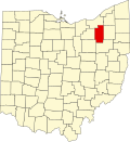 Map of Ohio highlighting Summit County