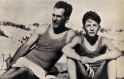 Peck (right) with his father, c. 1930