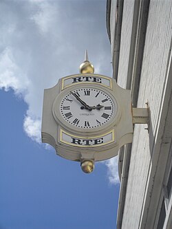 Clock at the RTÉ buildings in Cork