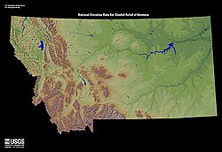 Relief map of Montana