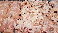 Chicken is a widely consumed white meat.