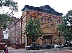 Musical Fund Hall at 808 Locust Street in Center City Philadelphia, where the first Republican nominating convention for president and vice president was held from June 17 to 19, 1856