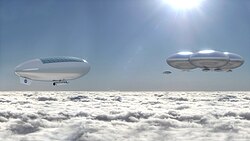 Artist's rendering of a NASA High Altitude Venus Operational Concept (HAVOC) crewed floating outpost on Venus