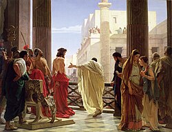 Antonio Ciseri's depiction of Ecce Homo with Jesus and Pontius Pilate, 19th century