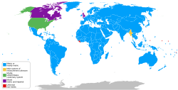 Countries using the metric (SI), imperial and US customary systems as of 2019