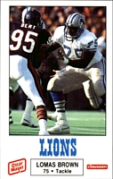 A football card from the 1988 Lions Police football card set of Detroit Lions offensive tackle Lomas Brown