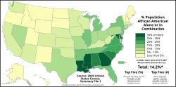 Proportion of African Americans in each US state, Washington, D.C., and Puerto Rico as of the 2020 United States Census