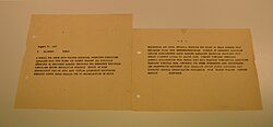 Telegram by ICRC delegate Fritz Bilfinger from Hiroshima three weeks after the atomic bombing
